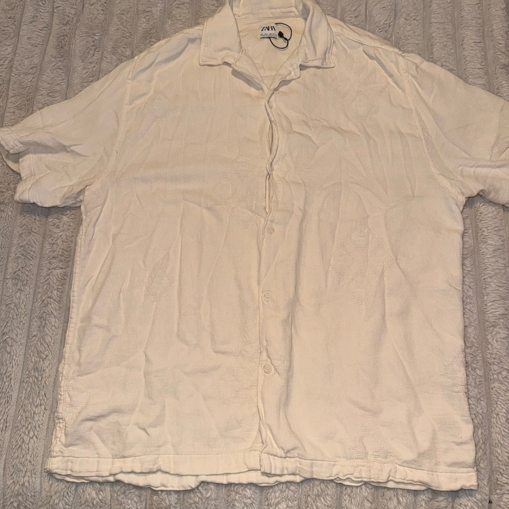 Zara Men's Casual White Button Down Shirt 👕
